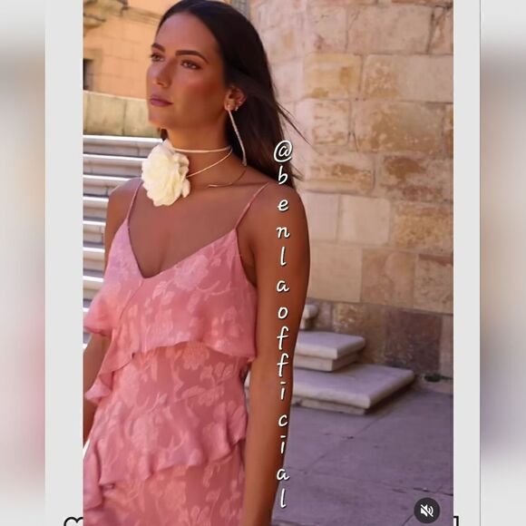 Nwt ZARA RUFFLED JACQUARD DRESS MARSALA Pink Dusty - Picture 8 of 17